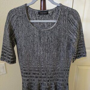 Ivanka Trump Gray Textured Knit Sweater Dress M